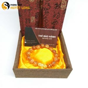 Vòng Tay Huyết Long Vip 12 Ly Mix Tỳ Hưu Bạc Xi Vàng 18K