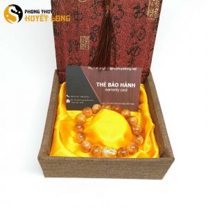 Vòng Tay Huyết Long Vip 12 Ly Mix Mặt Phật Xi Vàng