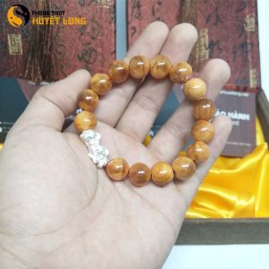 Vòng Tay Huyết Long Vip 12 Ly Mix Tỳ Hưu Bạc 925