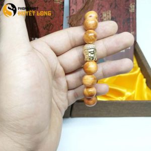 Vòng Tay Huyết Long Vip 12 Ly Mix Mặt Phật Xi Vàng