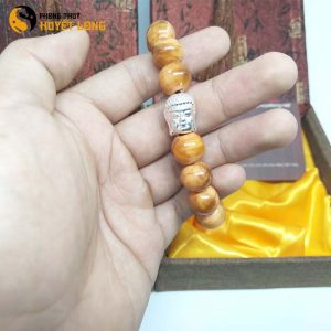 Vòng Tay Huyết Long Vip 12 Ly Mix Mặt Phật Bạc 925