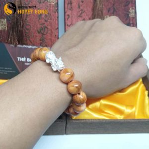 Vòng Tay Huyết Long Vip 12 Ly Mix Tỳ Hưu Bạc 925