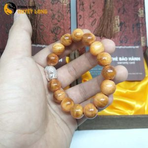 Vòng Tay Huyết Long Vip 12 Ly Mix Mặt Phật Bạc 925