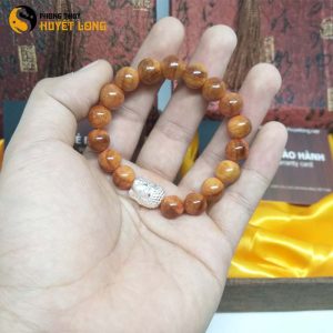 Vòng Tay Huyết Long Vip 10Ly Mix Mặt Phật Bạc 925