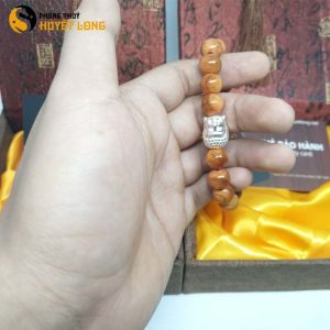 Vòng Tay Huyết Long Vip 10Ly Mix Mặt Phật Bạc 925