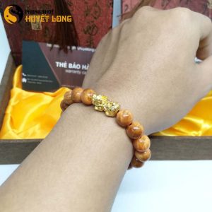 Vòng Tay Huyết Long Vip 10Ly Mix Tỳ Hưu Bạc Xi Vàng