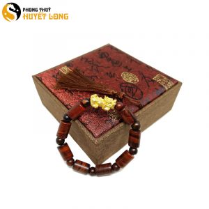 Vòng Tay Sưa Đỏ Đốt trúc 10 ly Mix Tỳ Hưu (Size nữ)