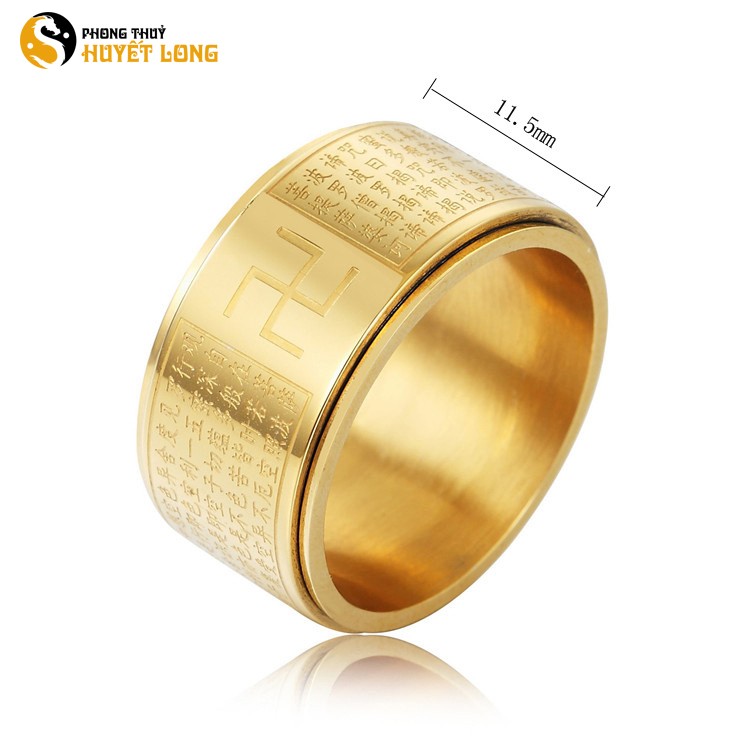 Nhẫn Bát Nhã Tâm Kinh - Nhẫn Xoay Thần Chú - Tặng Vòng Đá Tỳ Hưu