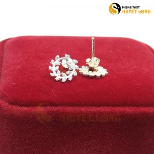 Bông tai bạc nữ họa tiết lá nguyệt quế
