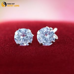 Bông tai bạc đính đá tự nhiên bạc s925