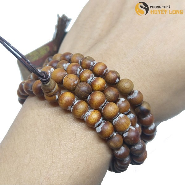 Vòng Tay Gỗ Hoàng Đàn Tuyết Lạng Sơn Hạt Tròn Thiên Nhiên