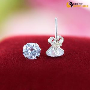 Bông tai bạc đính đá tự nhiên bạc s925