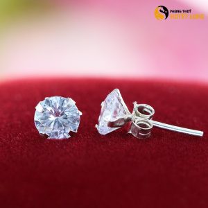 8Bông tai bạc đính đá tự nhiên bạc s925